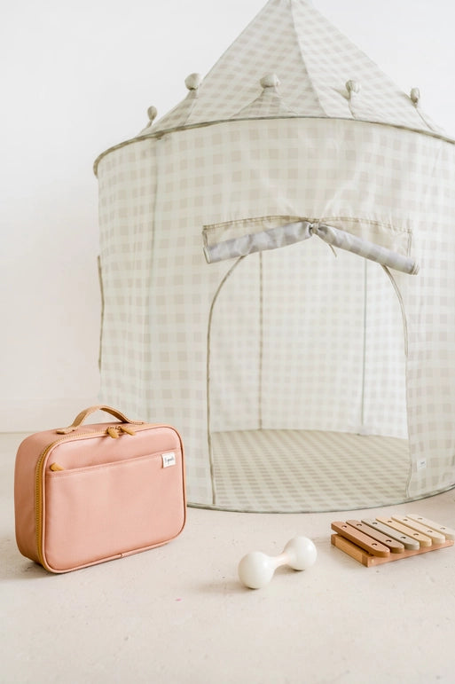3 Sprouts Play Tent Castle - Gingham Beige