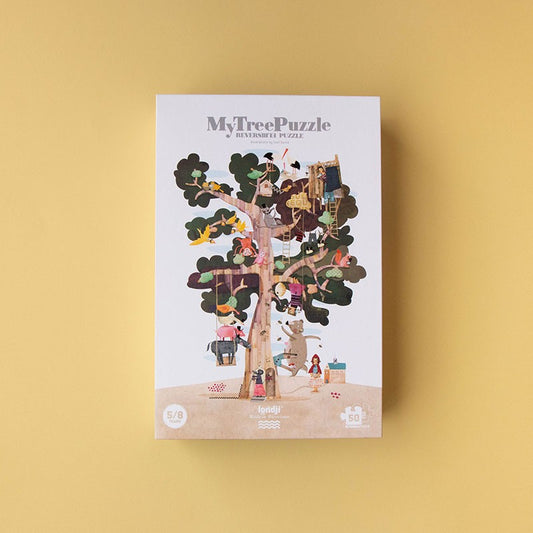 A reversible 50-piece puzzle, where the little ones will discover the changes of nature in winter and summer.