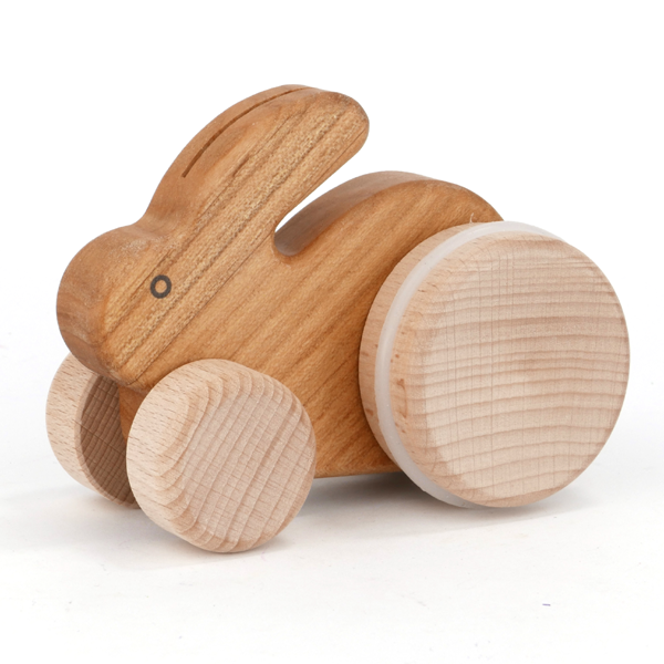 natural wooden rabbit push toy