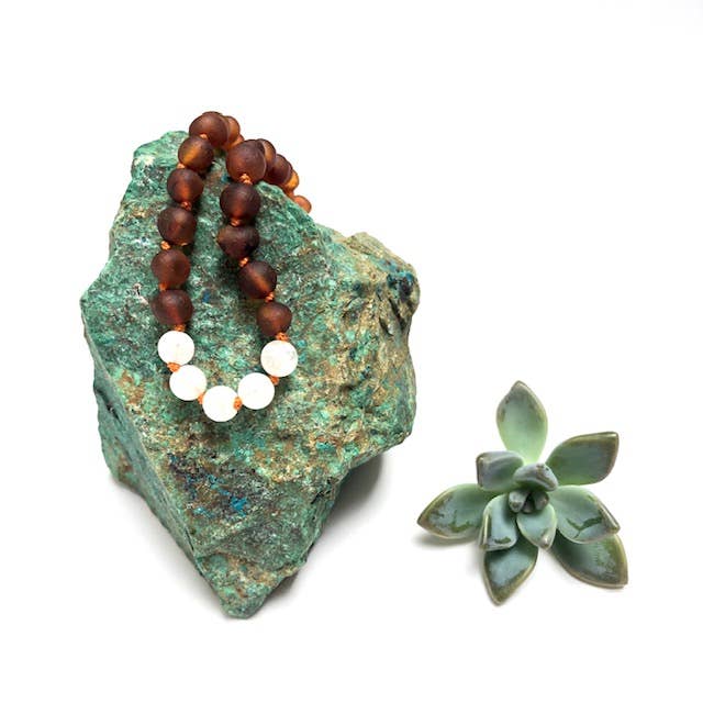 Kids: Raw Amber + Moonstone Necklace