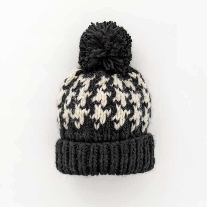 Houndstooth Knit Beanie Hat