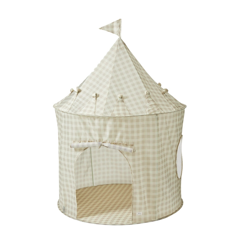 3 Sprouts Play Tent Castle - Gingham Beige