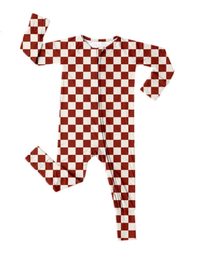 Red Checks Bamboo Romper